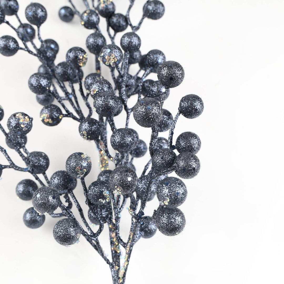 Navy Blue Glitter Berry Stem - 78cm