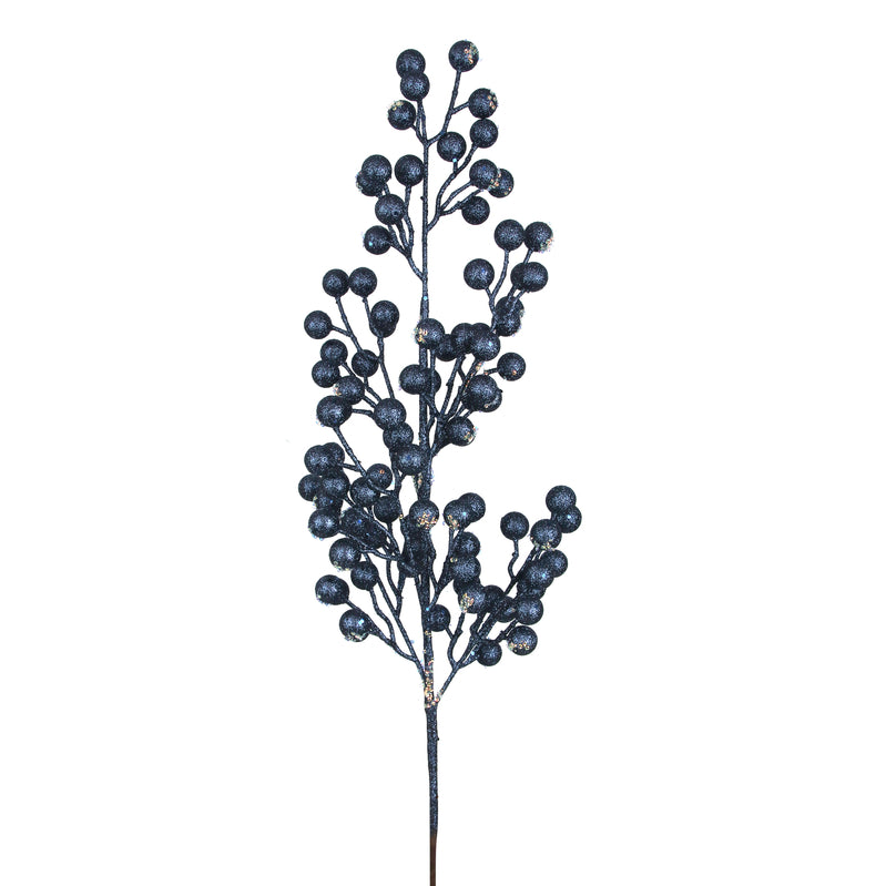 Navy Blue Glitter Berry Stem - 78cm
