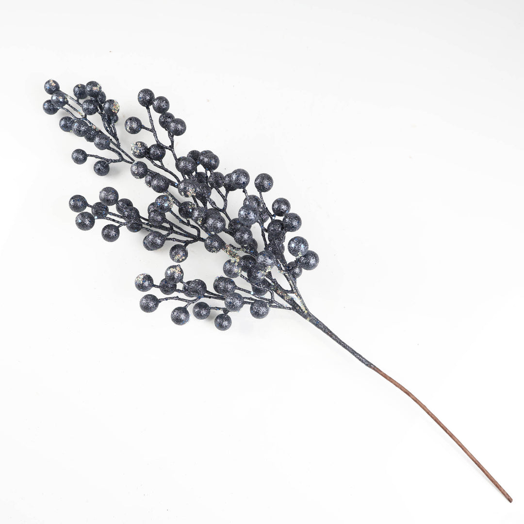 Navy Blue Glitter Berry Stem - 78cm