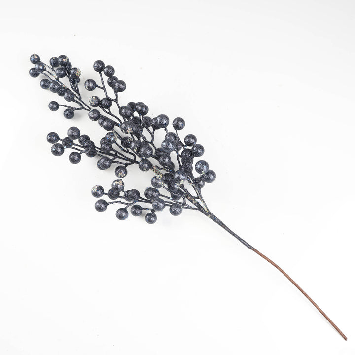 Navy Blue Glitter Berry Stem - 78cm