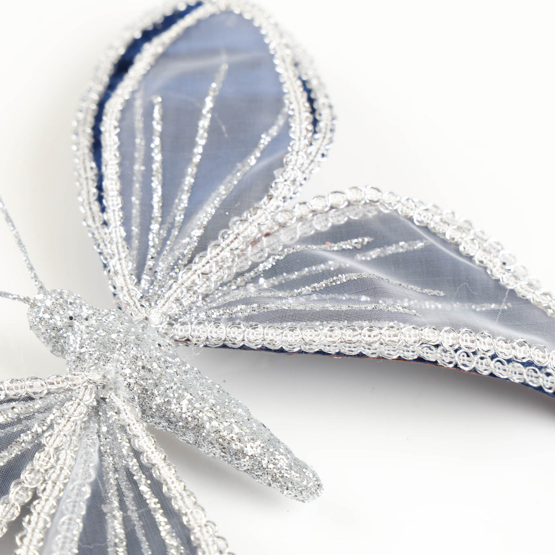 Navy Blue Sequin Edge Butterfly Clip