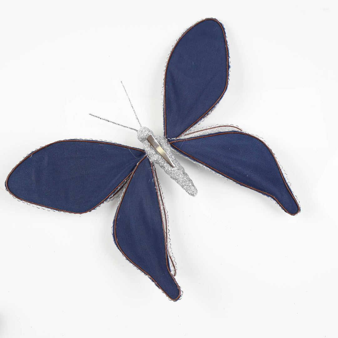 Navy Blue Sequin Edge Butterfly Clip