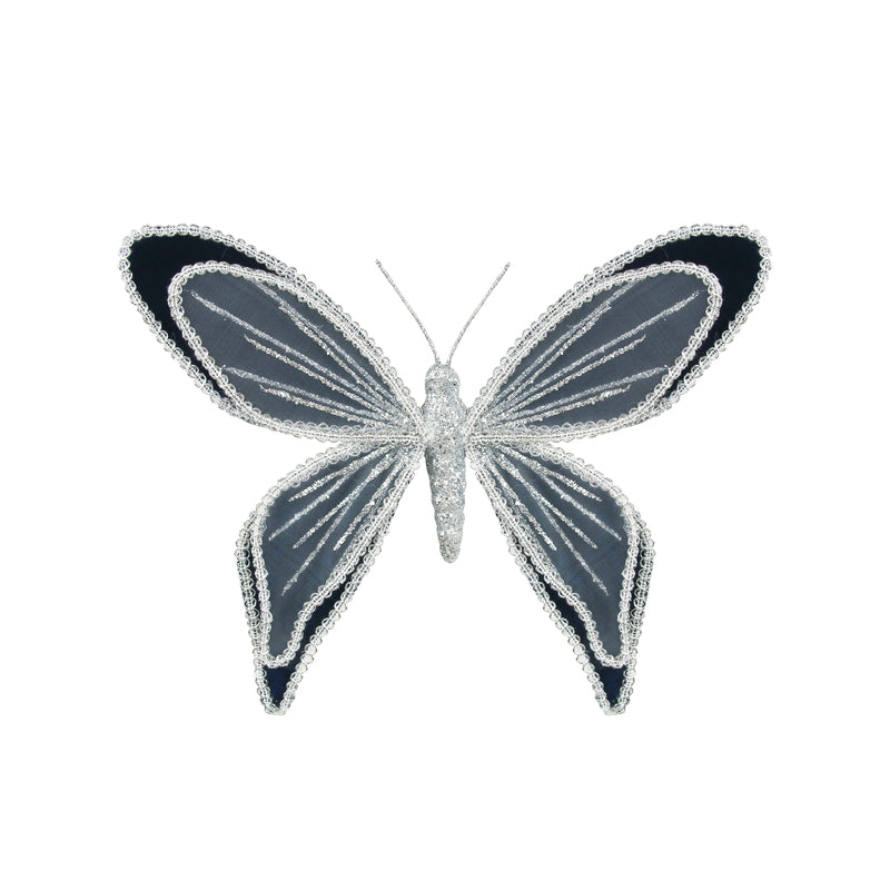 Navy Blue Sequin Edge Butterfly Clip