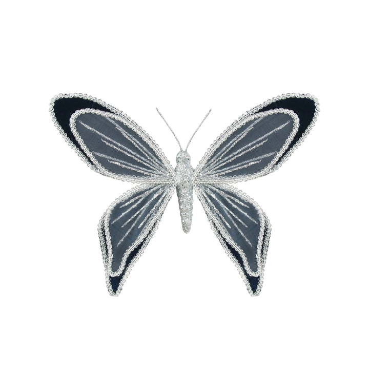 Navy Blue Sequin Edge Butterfly Clip
