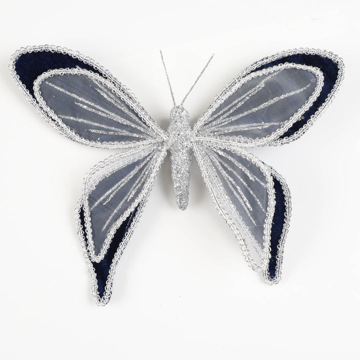 Navy Blue Sequin Edge Butterfly Clip