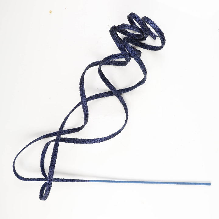Navy Glitter Curly Christmas Pick - 107cm