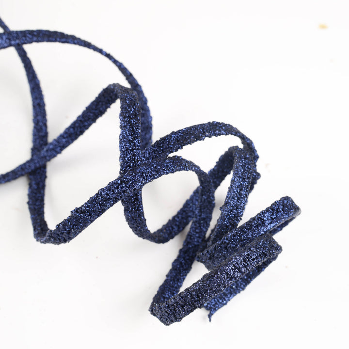 Navy Glitter Curly Christmas Pick - 107cm
