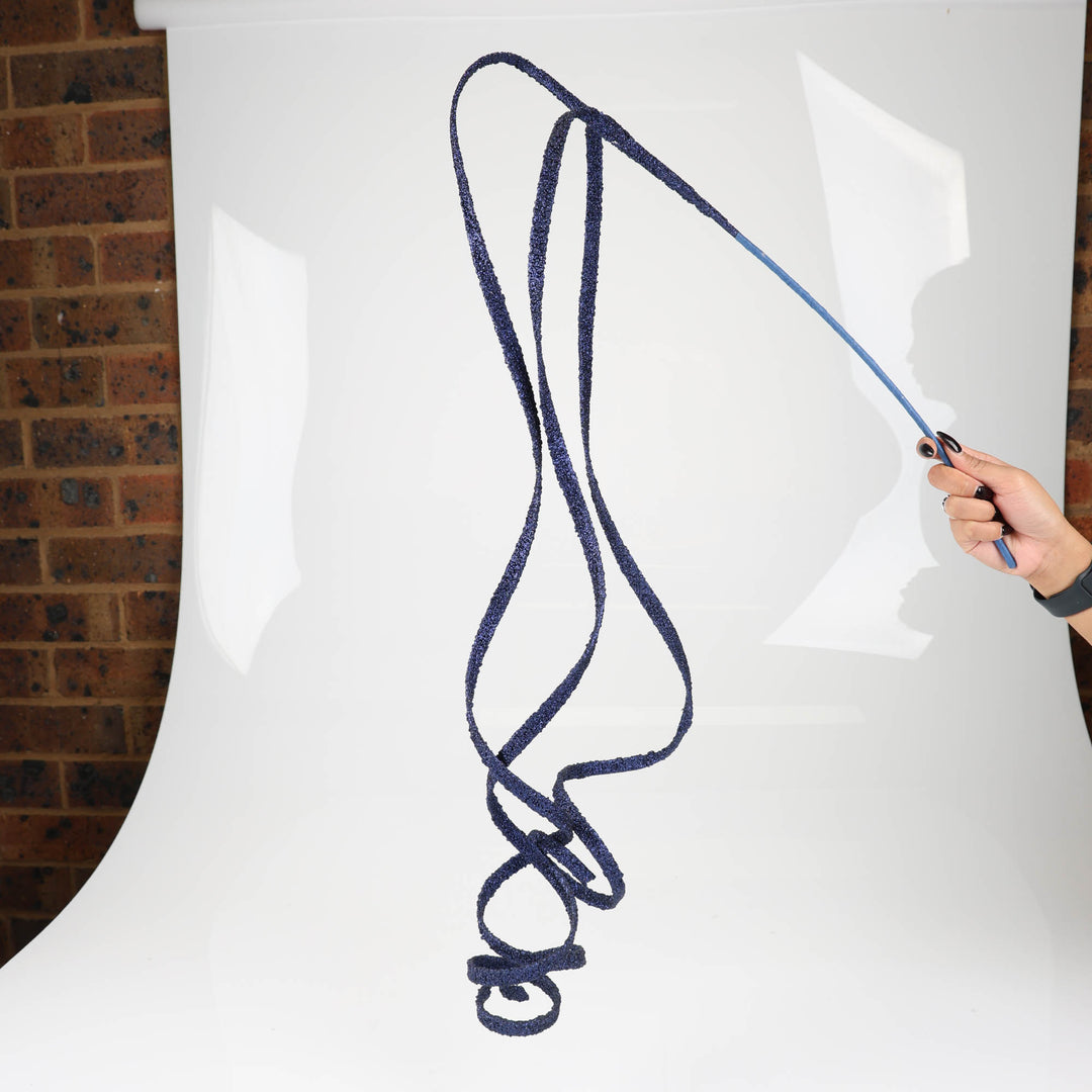 Navy Glitter Curly Christmas Pick - 107cm
