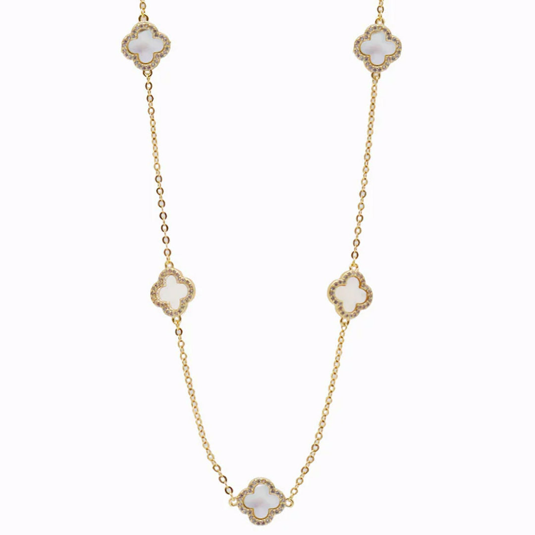 Necklace - Mother of Pearl Clover - White
