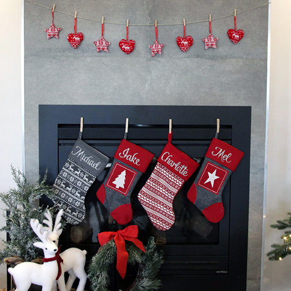 Personalised Grey Knitted Stocking - Lifestyle