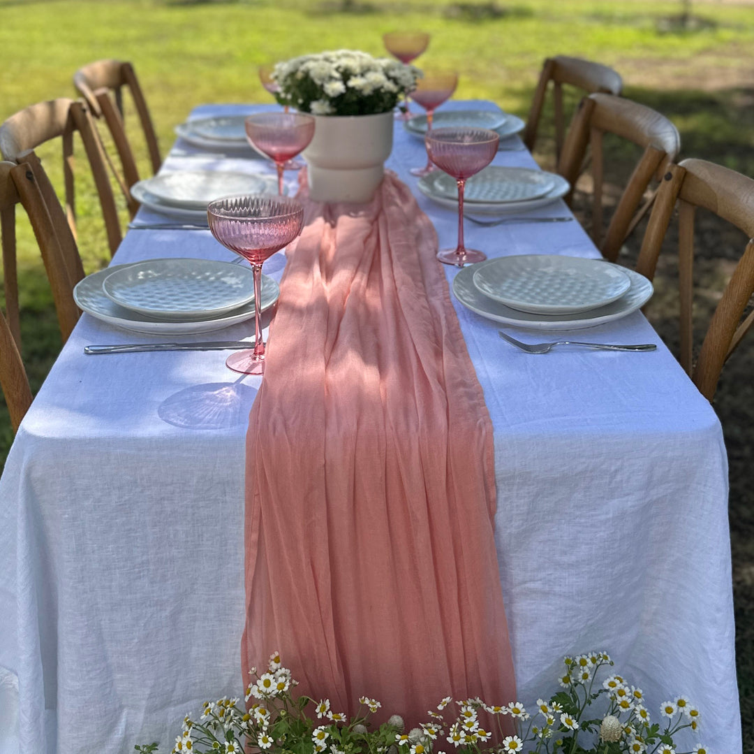 Nude Pink Muslin Cloth Long Table Runner - 4.5m