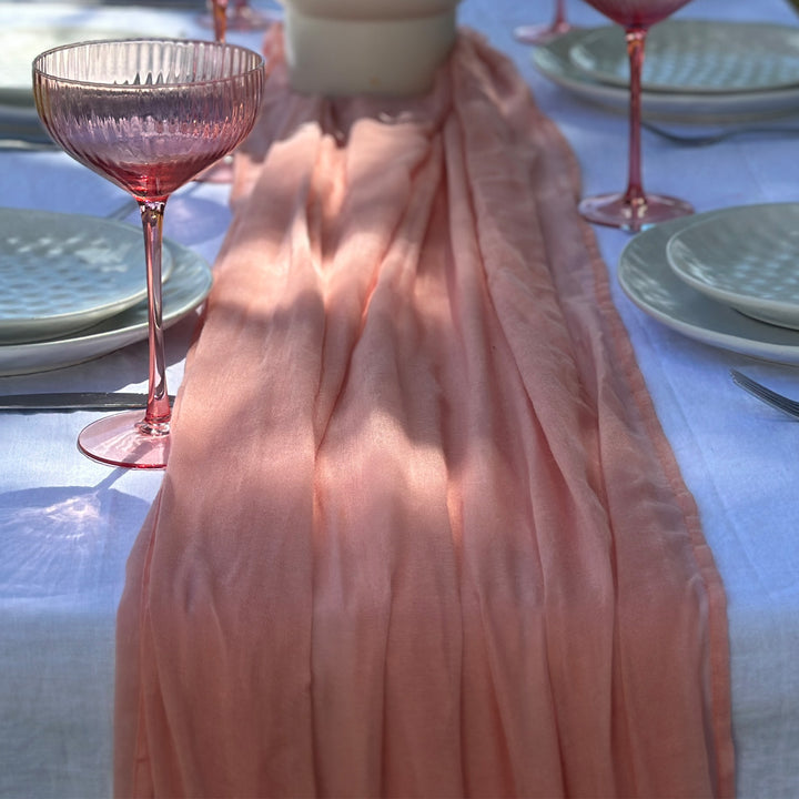 Nude Pink Muslin Cloth Long Table Runner - 4.5m