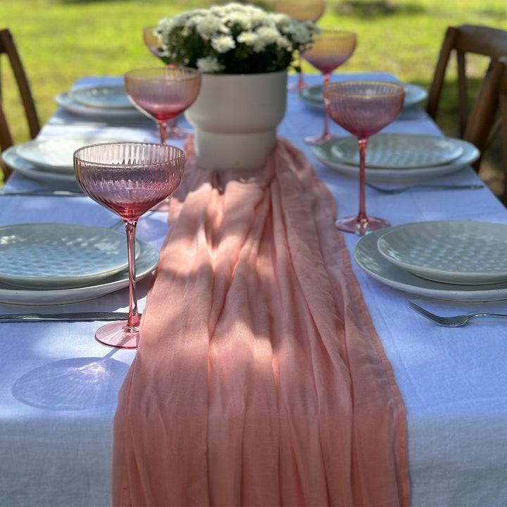 Nude Pink Muslin Cloth Long Table Runner - 4.5m