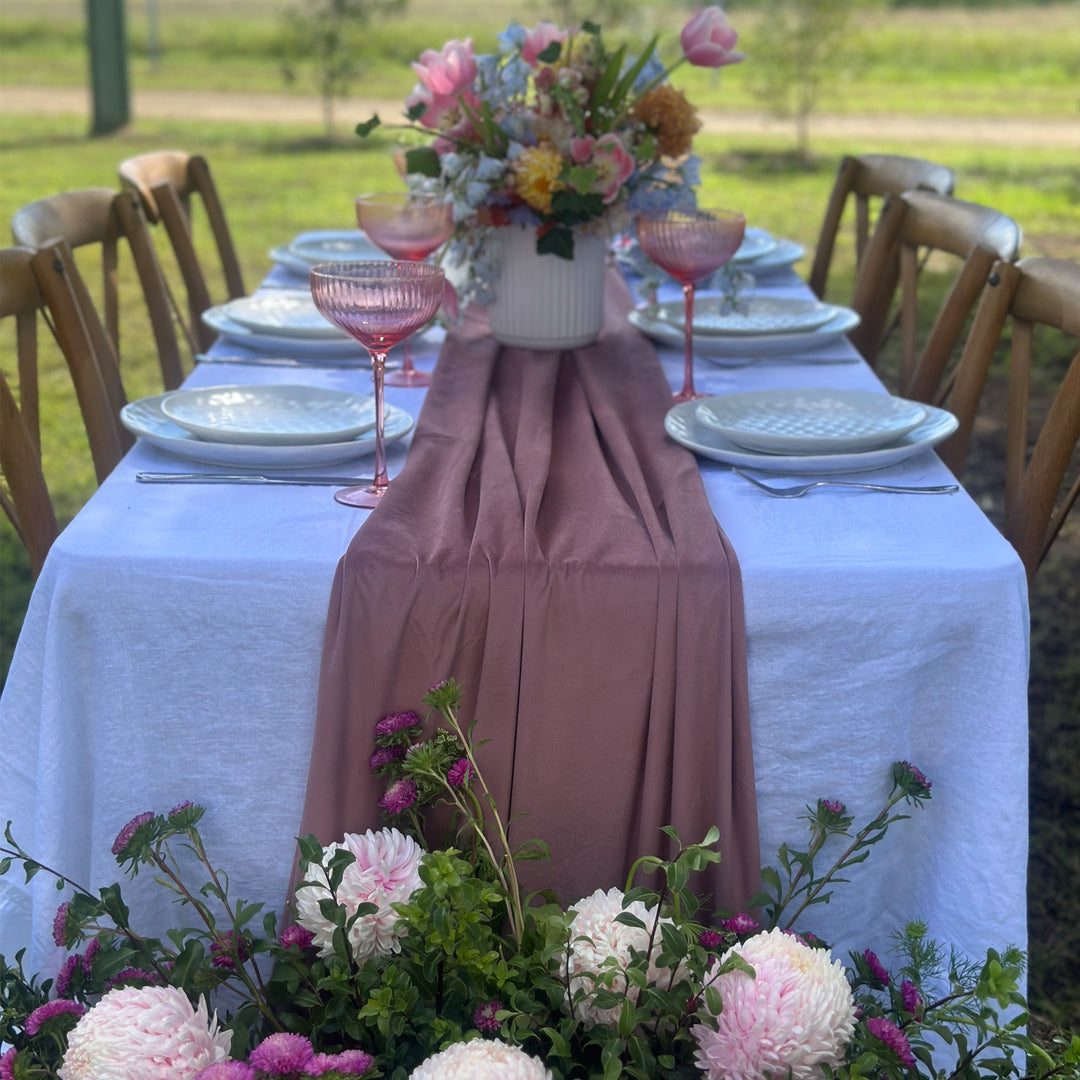 Nude Pink Velvet Long Table Runner - 4.5m