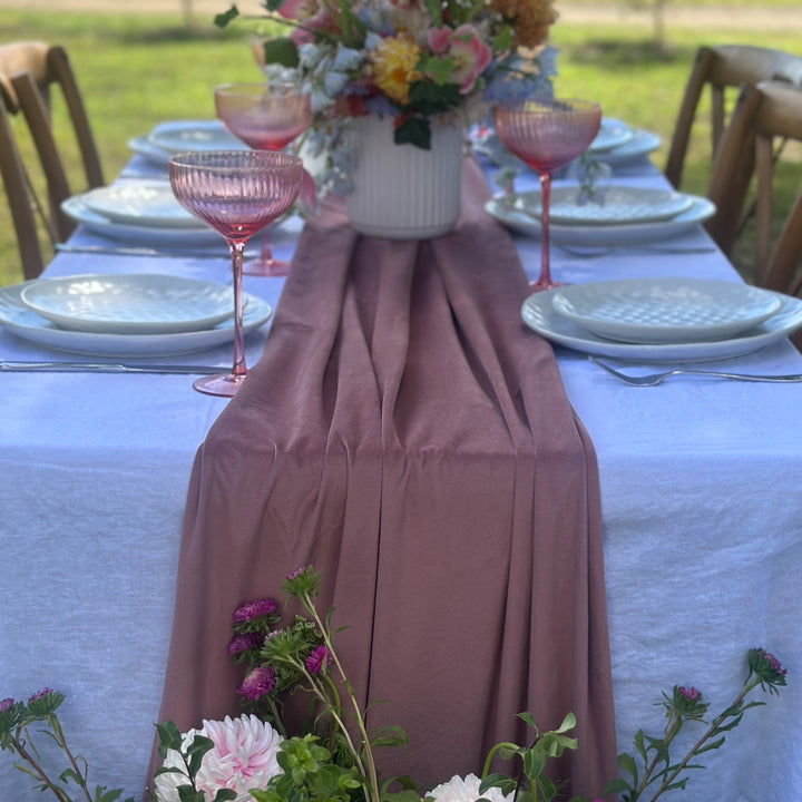 Nude Pink Velvet Long Table Runner - 4.5m