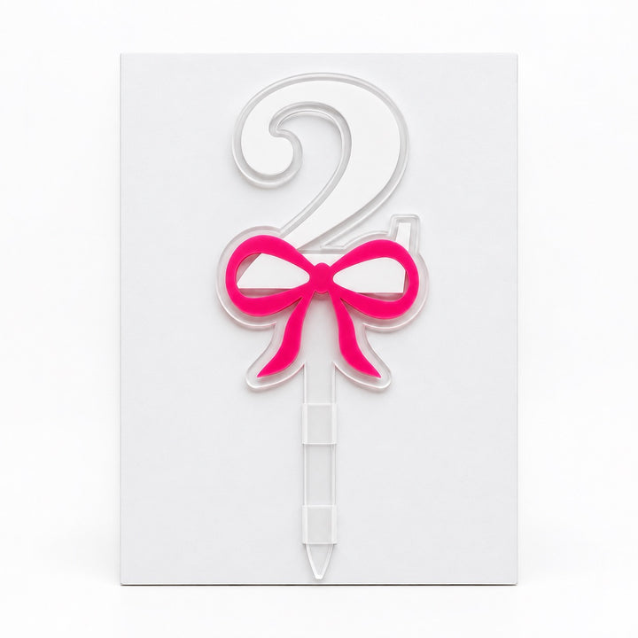 Number with Bow Acrylic Cut Double Layer Cake Topper