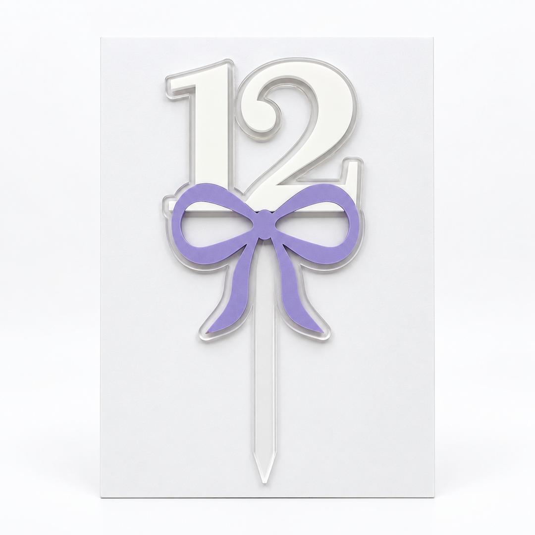 Number with Bow Acrylic Cut Double Layer Cake Topper