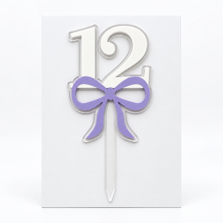 Number with Bow Acrylic Cut Double Layer Cake Topper