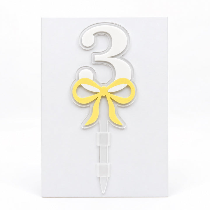 Number with Bow Acrylic Cut Double Layer Cake Topper