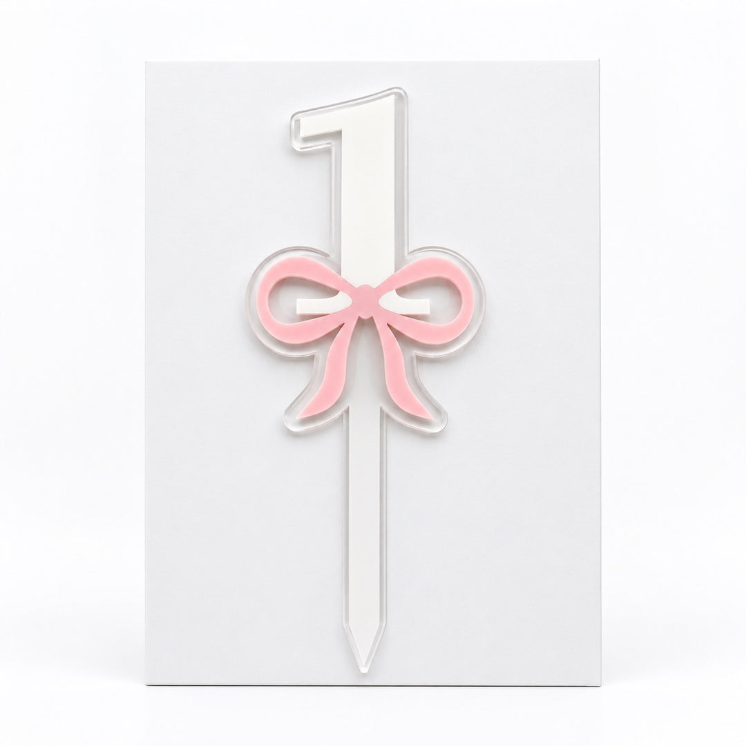 Number with Bow Acrylic Cut Double Layer Cake Topper