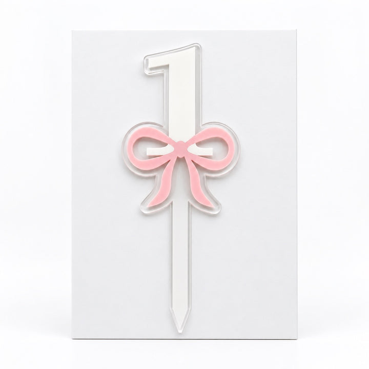 Number with Bow Acrylic Cut Double Layer Cake Topper
