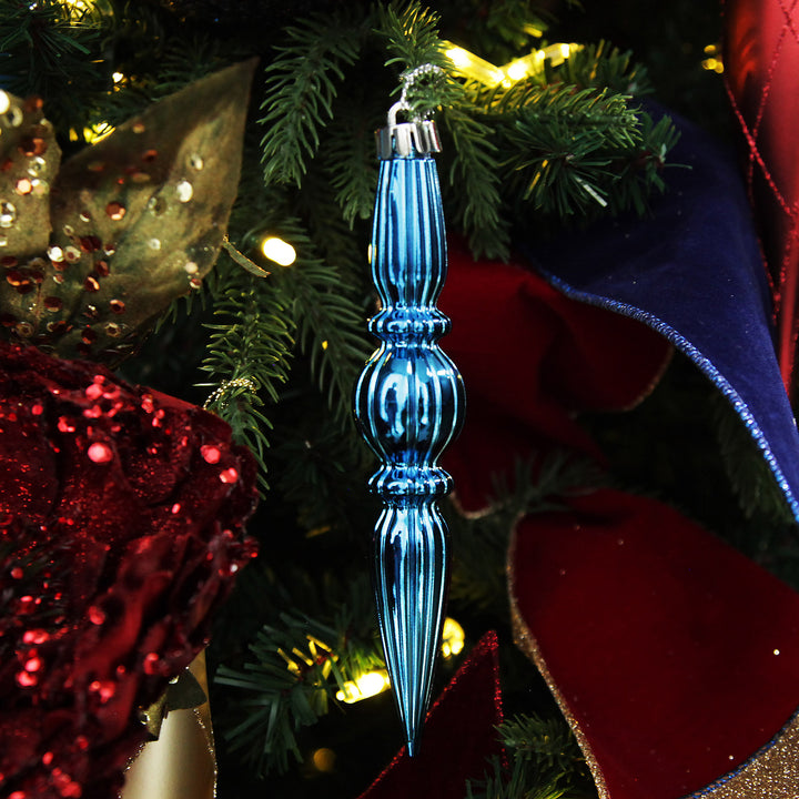 Small Blue Christmas Finial Decoration - Set of 3