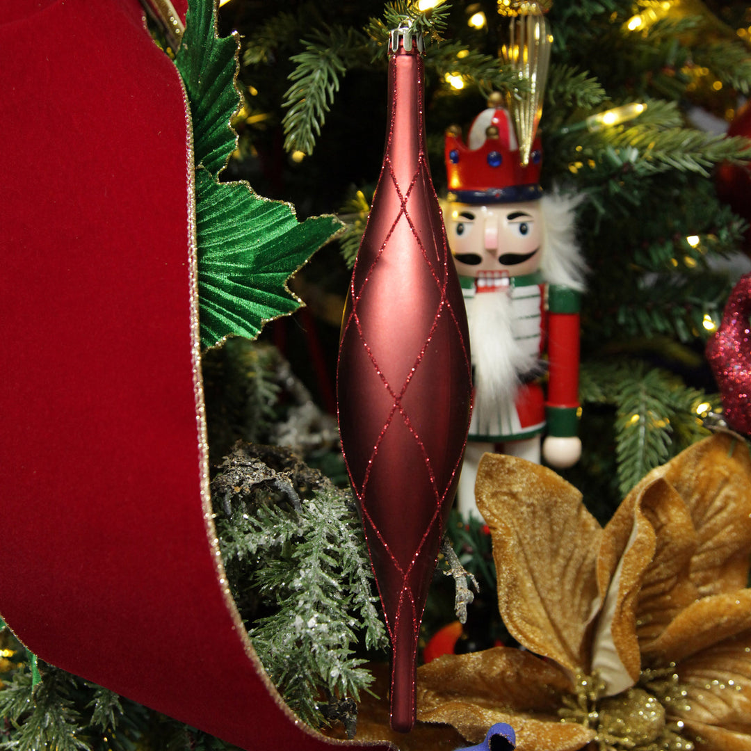 Large Red Christmas Long Drop Decoration - Set of 3
