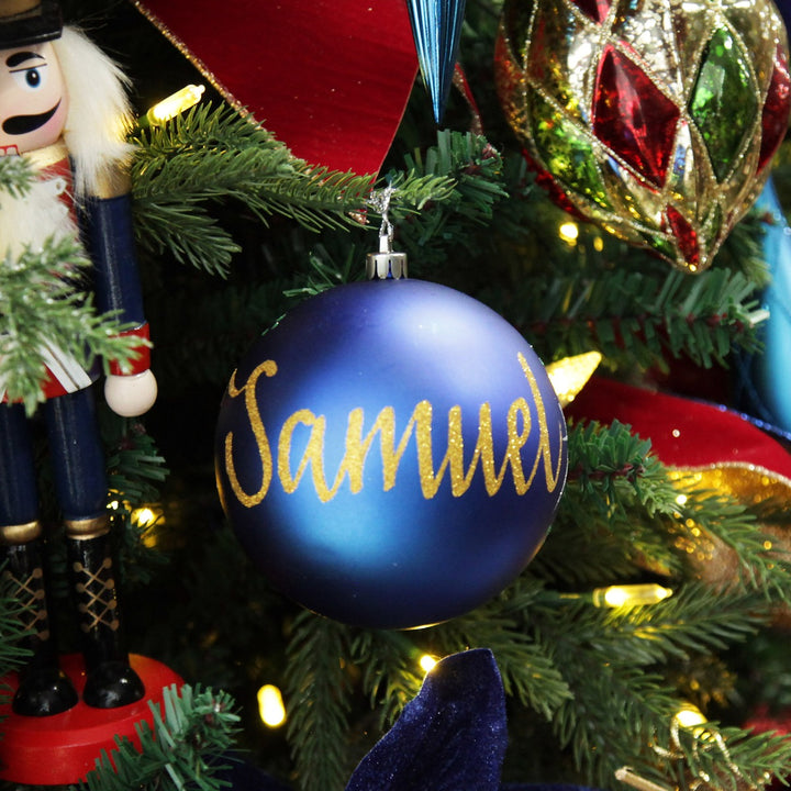 Personalised Blue Shatterproof Christmas Bauble