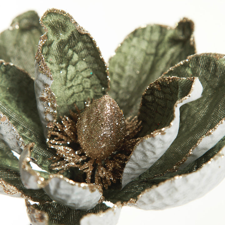 Olive Green Velvet Magnolia Flower Clip