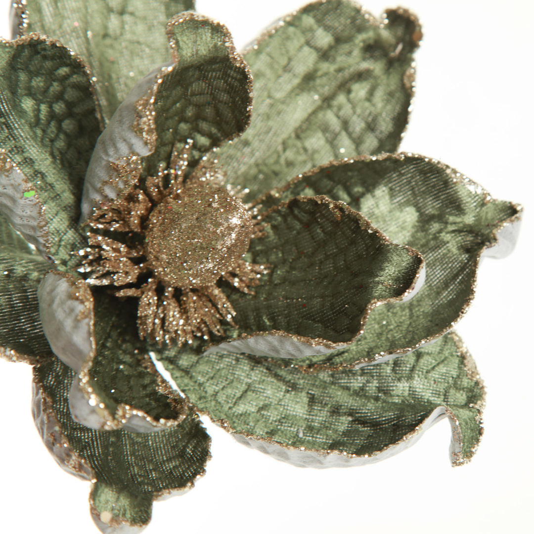 Olive Green Velvet Magnolia Flower Clip