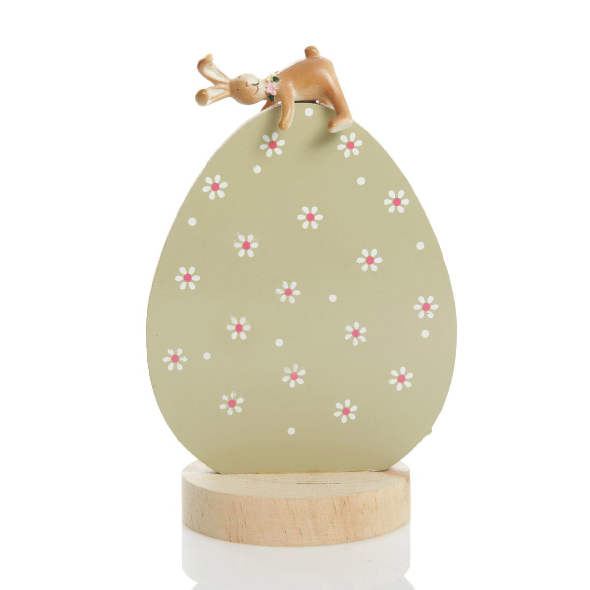 Olive Easter Egg Ornament with Bunny Figurine