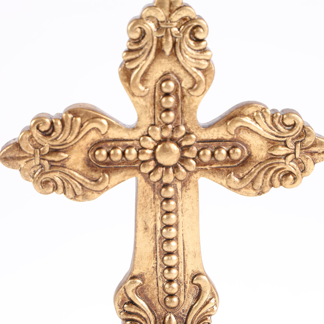 Ornate Gold Resin Standing Cross - 20.5cm