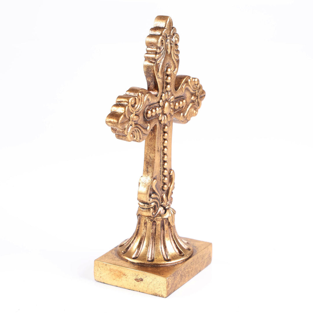 Ornate Gold Resin Standing Cross - 20.5cm