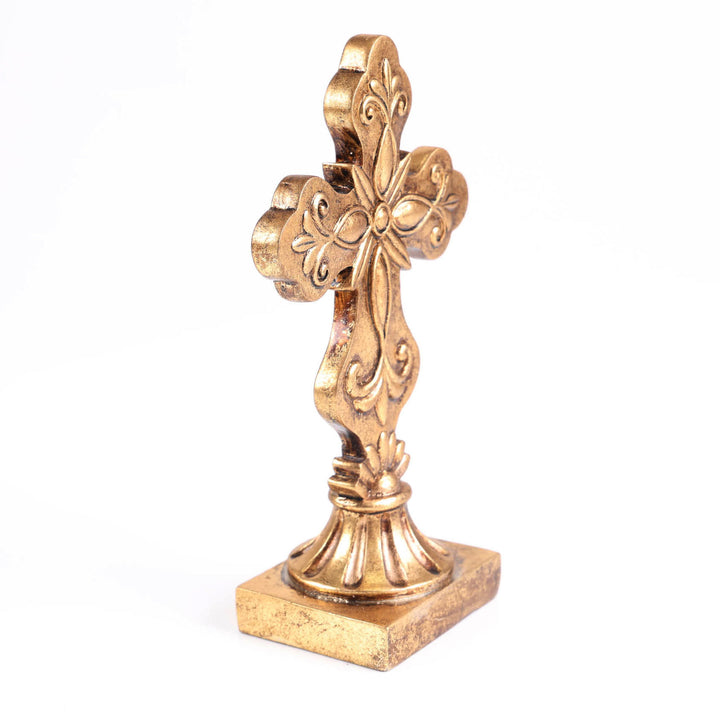 Ornate Gold Resin Standing Cross - 20.5cm