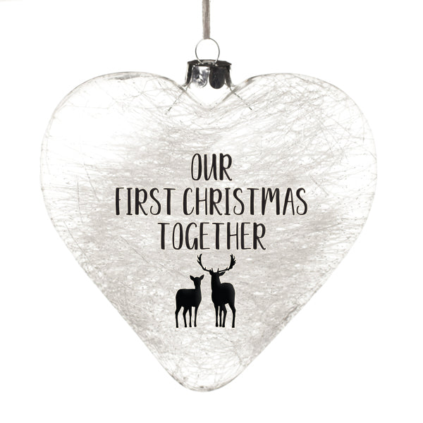 Personalised Icicle Glass Heart - Our First Christmas Together