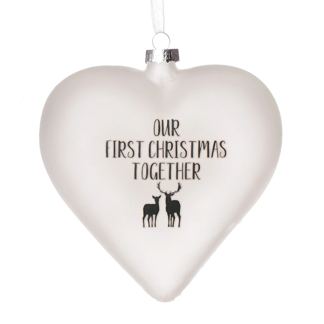 Personalised Frosted Glass Heart - Our First Christmas Together
