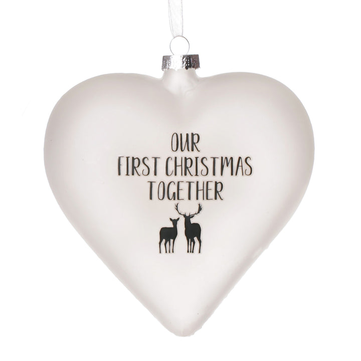 Personalised Frosted Glass Heart - Our First Christmas Together