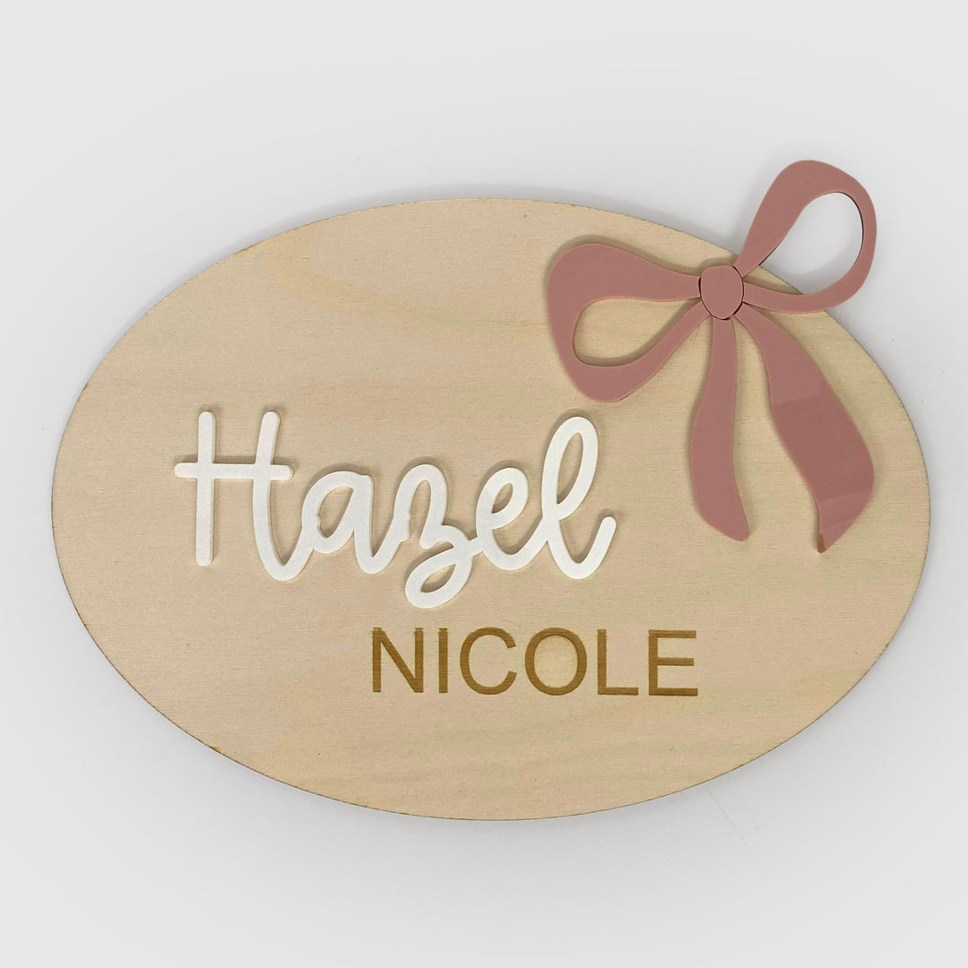 Oval Name Plaque with Bow