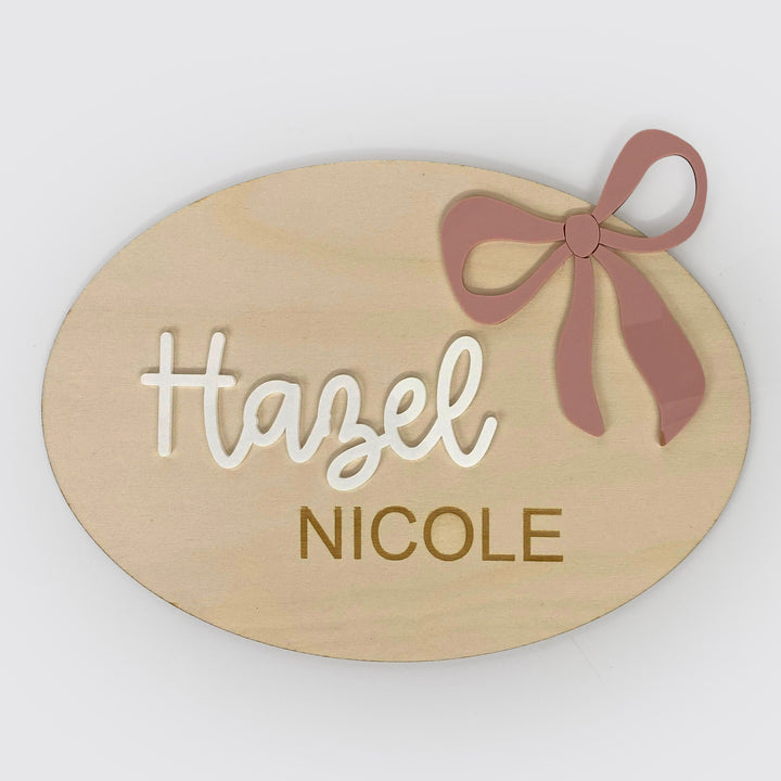 Oval Name Plaque with Bow