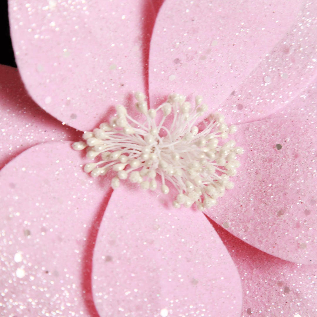 Pale Pink Flower with Silver Glitter
