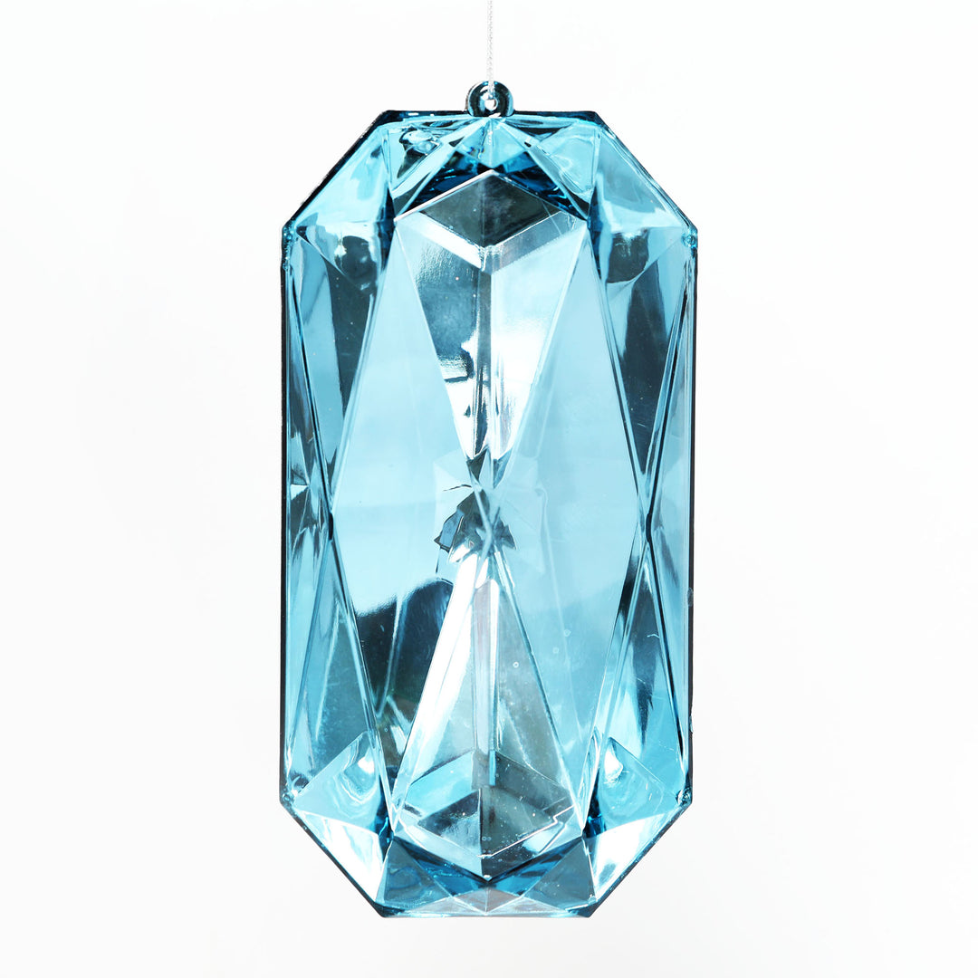 Pale Blue Emerald Cut Gem Christmas Hanging Decoration