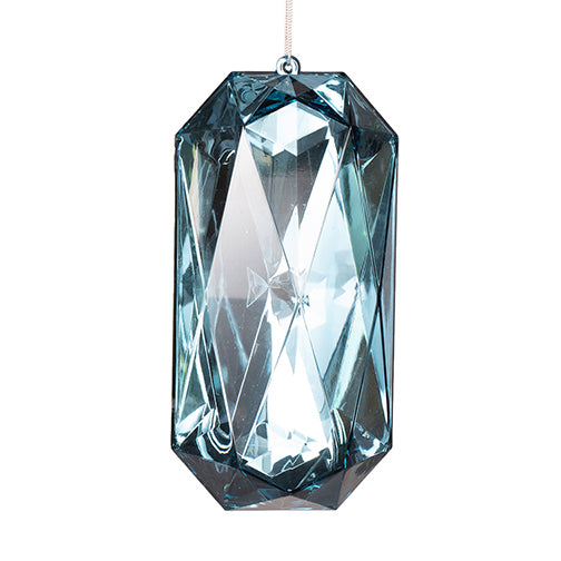 Pale Blue Emerald Cut Gem Christmas Hanging Decoration