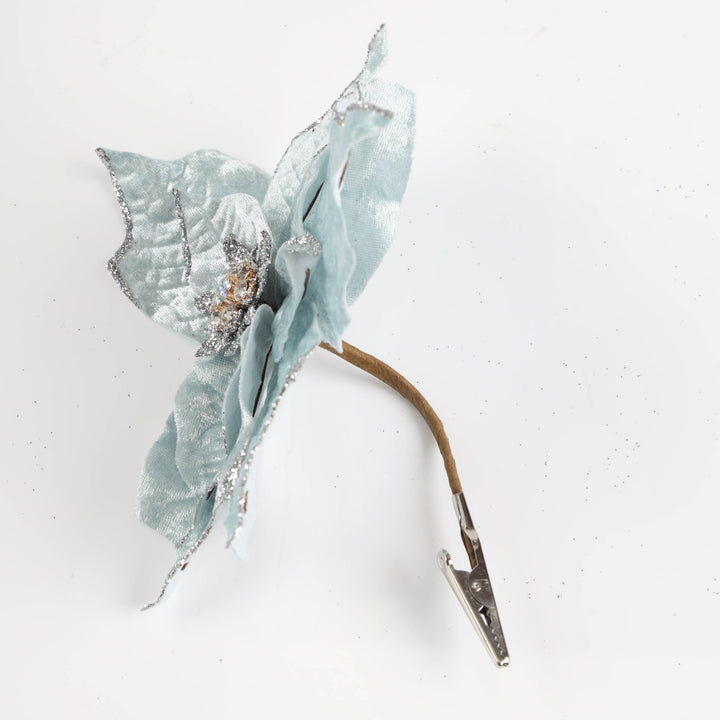 Pale Blue Poinsettia Flower Clip