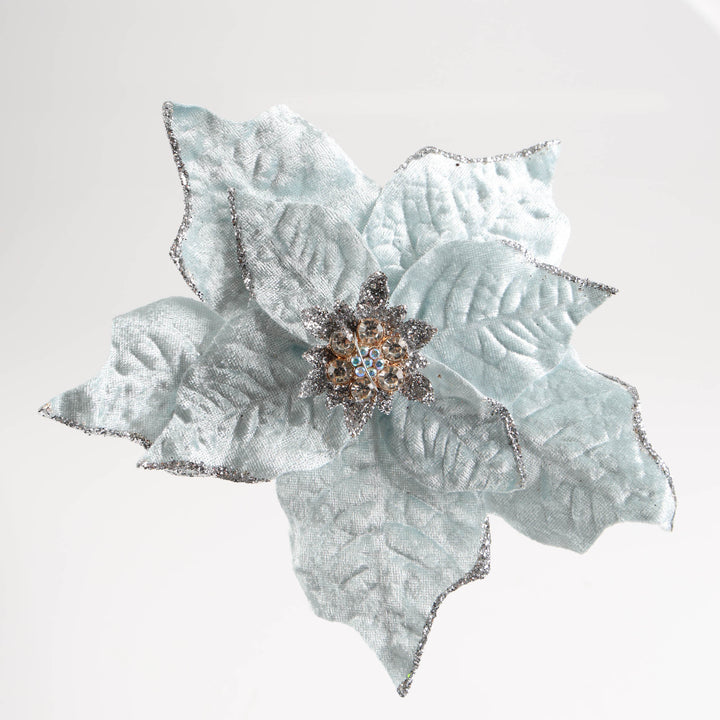 Pale Blue Poinsettia Flower Clip