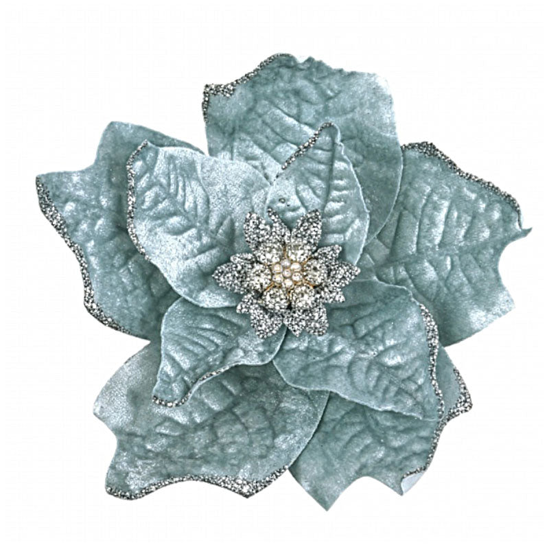 Pale Blue Poinsettia Flower Clip