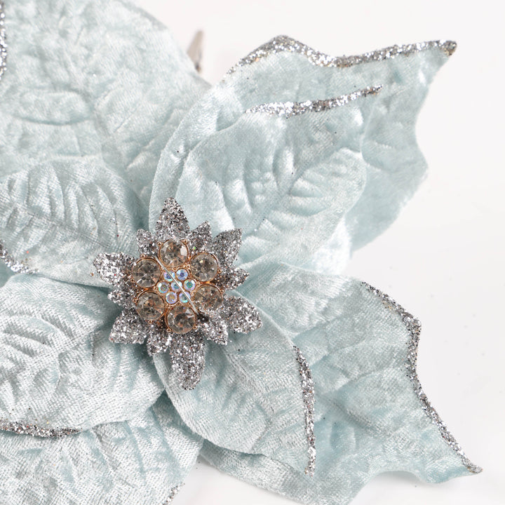 Pale Blue Poinsettia Flower Clip