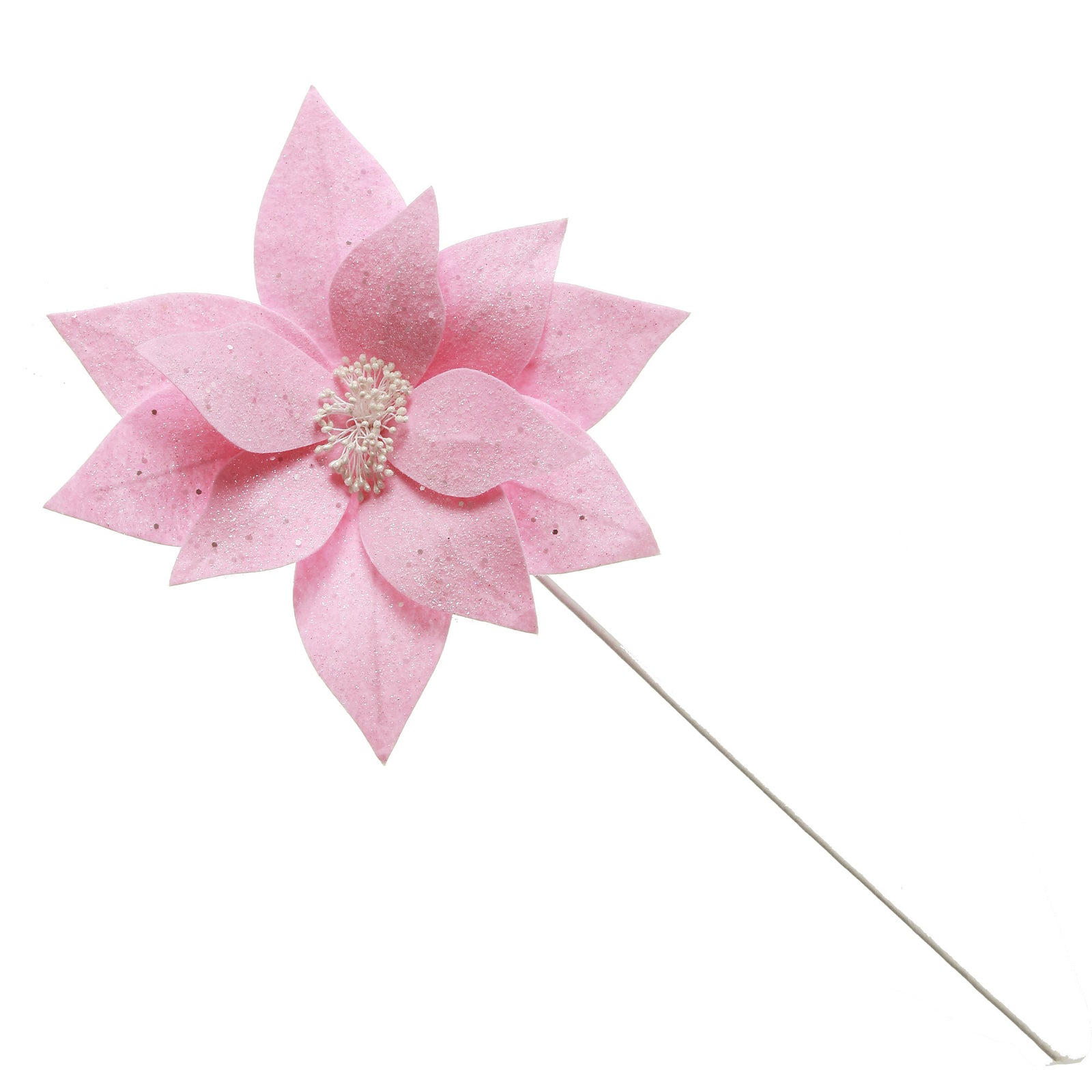 Pale Pink Flower with Silver Glitter