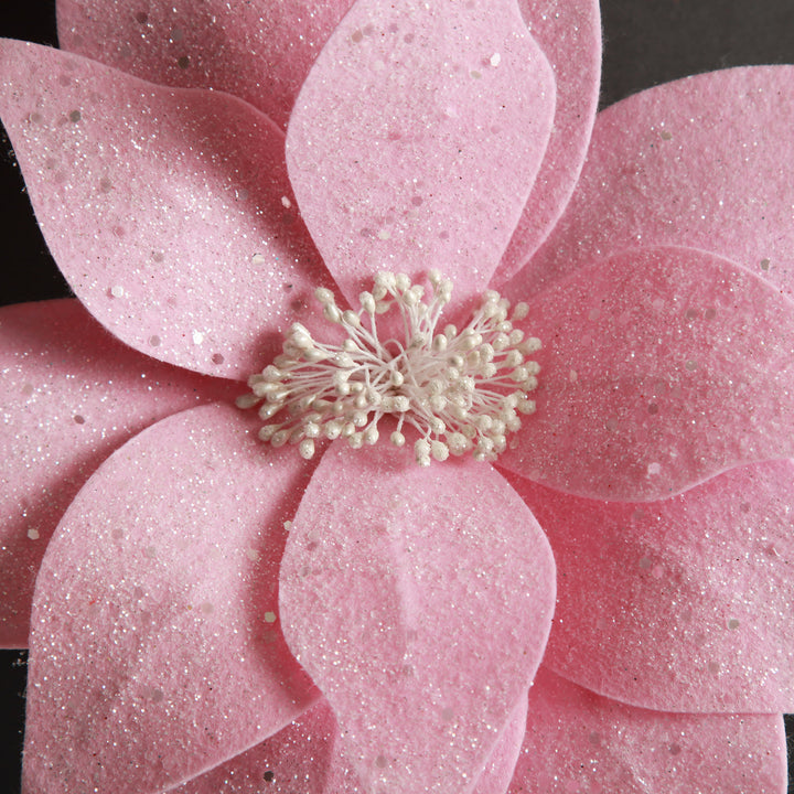 Pale Pink Flower with Silver Glitter