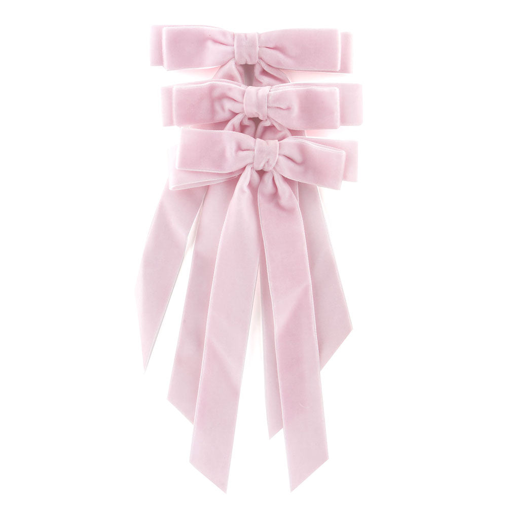 Pale Pink Double Bow Clip 23cm - Set of 3