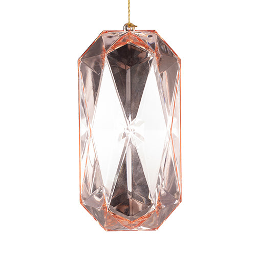 Pale Pink Emerald Cut Gem Christmas Hanging Decoration